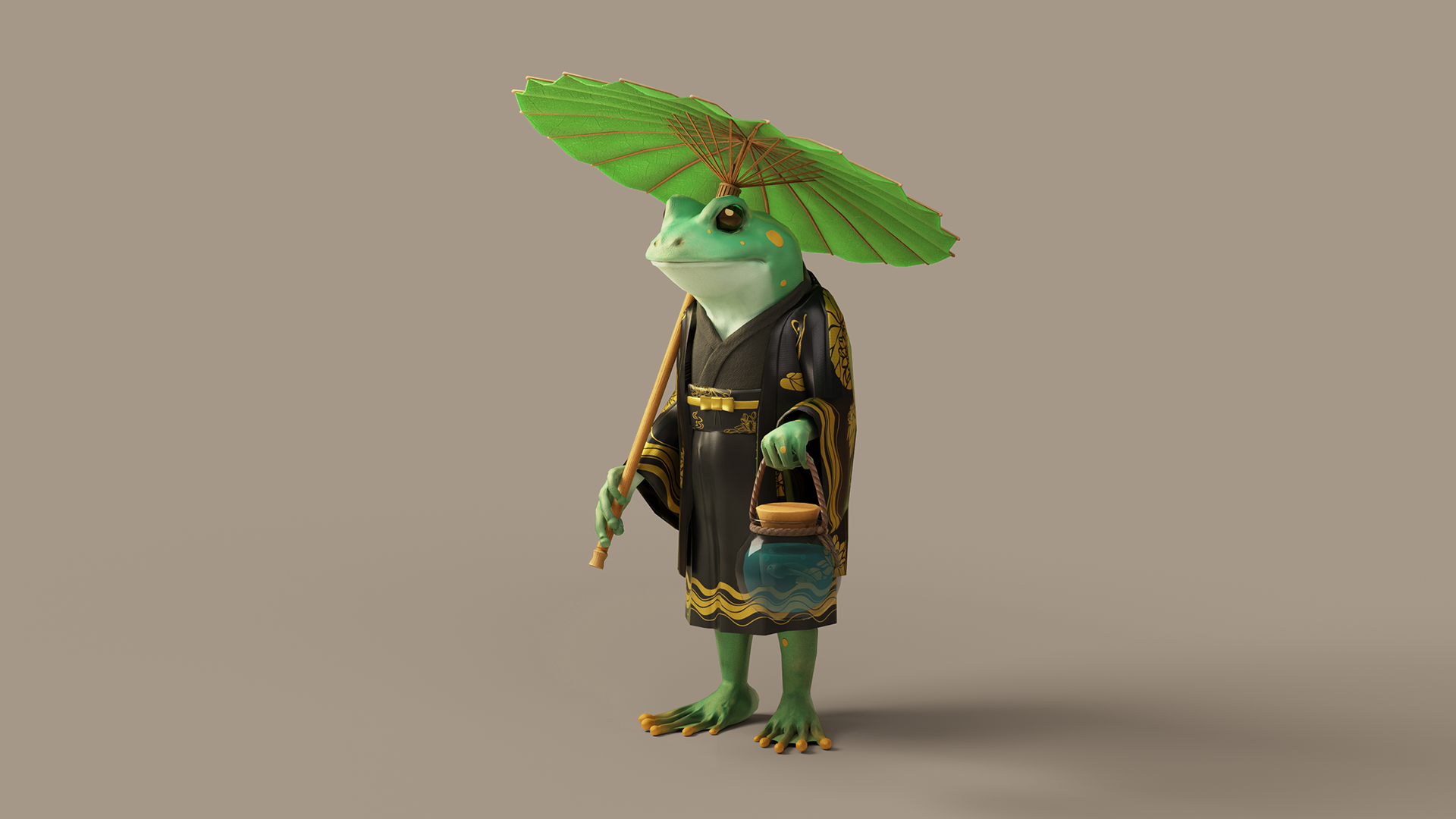 Frog in Kimono Rendering