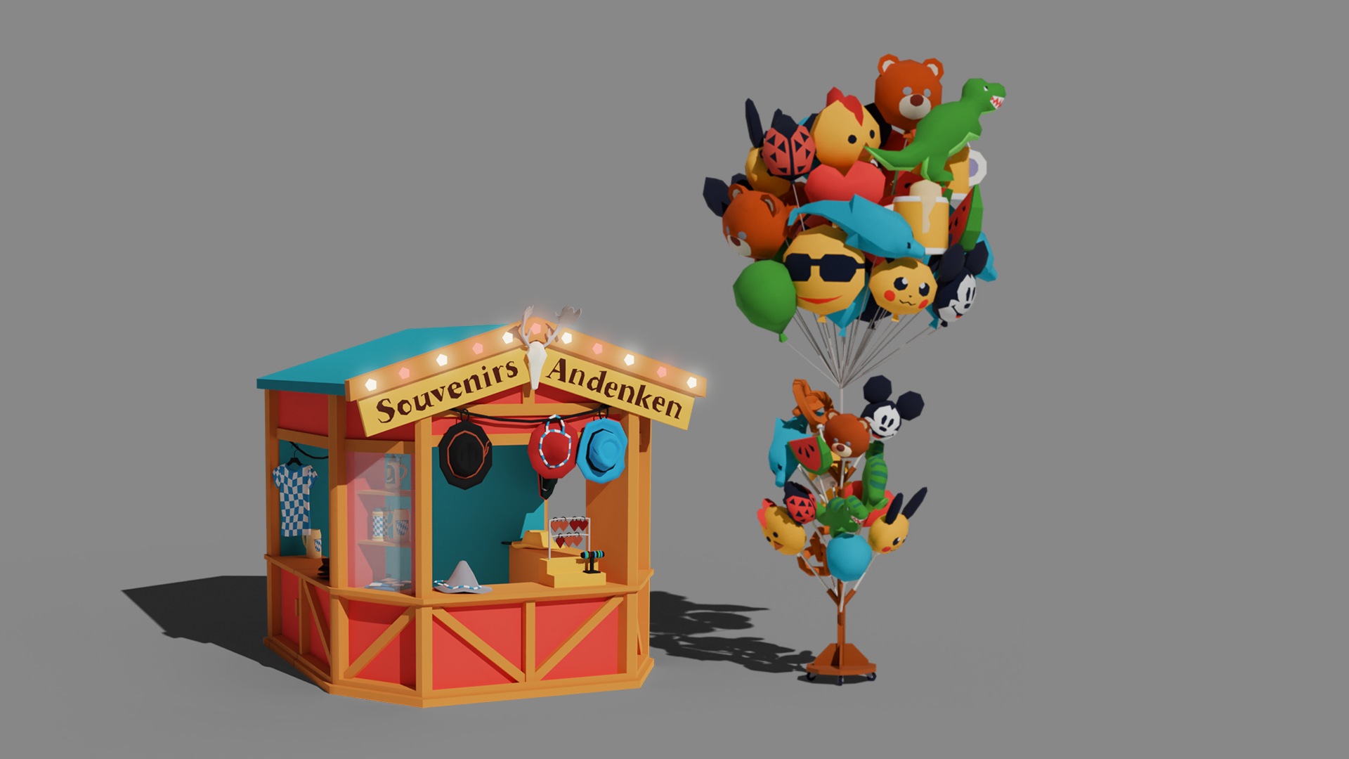 Oktoberfest Balloon Booth and Souvenir Shop Model